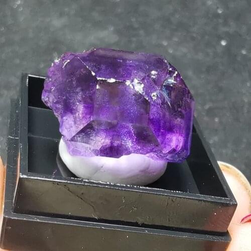 Natural rare purple fluorite cluster mineral specimen stone and CRYSTAL HEALING CRYSTAL QUARTZ GEM sending box