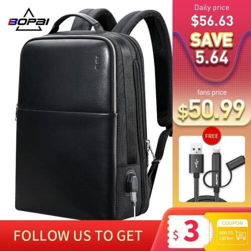 BOPAI Brand Laptop Backpack Anti-theft Backpack Men 15 Inch Microfiber Shoulders Travel Laptop School Bag Backpack Waterproof