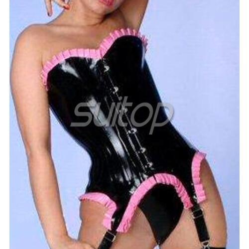 Suitop lovely latex rubber fetish corset for women