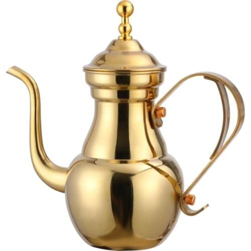 1L Stainless Steel Narrow Teapot Hotel Long-Mouthed Teapot Tea Kettle with Filter Mesh Coffee Pots