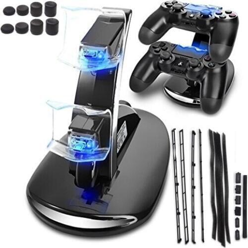 PS4 Slim Controller Dual USB Charging Dock Charger+Dust Proof Pack Jack Stopper Kits For Playstation 4 Slim PS4 Slim Console