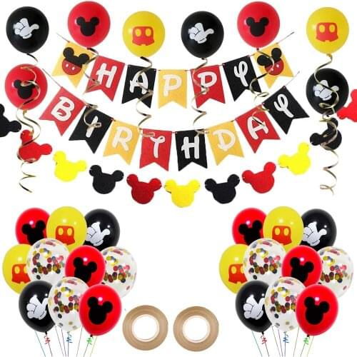 Mickey Mouse Party DIY birthday party anniversaire fille decorations for Babys baptism party mickey latex balloon banner decor