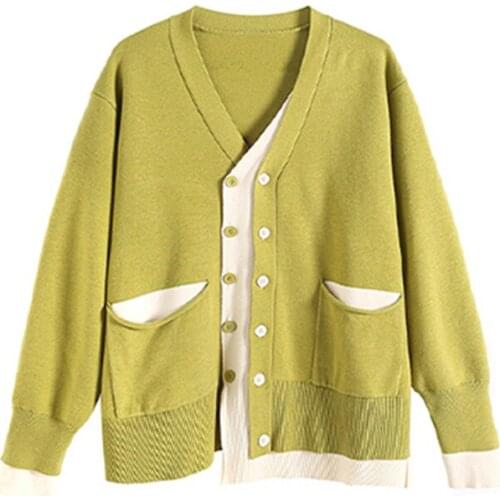 New Spring Autumn Womens Cardigans Patchwork Female Large Size Knitted Sweaters Casual Loose Lady Clothes Coats Long Jackets