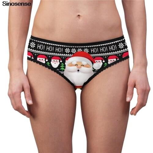 3D Christmas Tree Snowflakes Santa Printed Women Underwear Funny Panties Sexy Lingerie Thongs Womens Comfortable Briefs