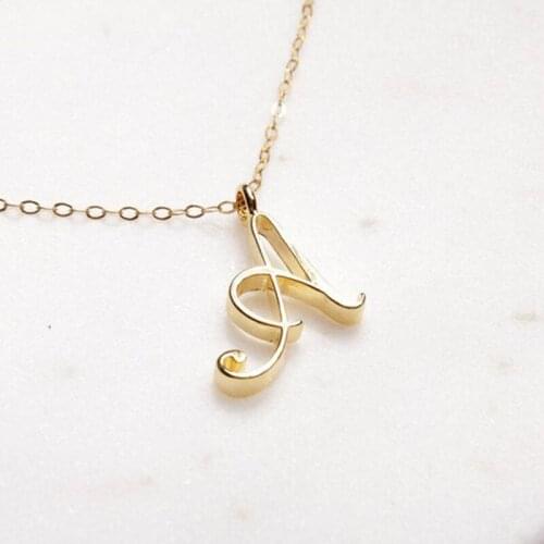 1PC Cursive 26 English Alphabet Name Necklace Unisex Fashion Alloy Plating Gold Color Letter Chain Gift Party