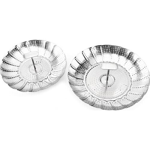 1pcs 9/11 Inch Stainless Steel Steamer Retractable Multifunctional Compote Drawer Retractable Folding Steamer Kitchen Cooker