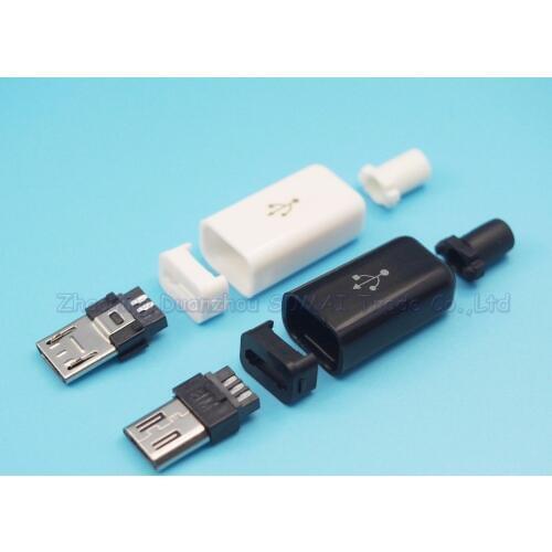 10sets/lot DIY 4 IN 1 Micro 5pin 5P USB Jack male plug USB Connector with Plastic Shell