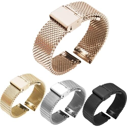 16mm 18mm 20mm 22mm 24mm Stainless Steel Milan Mesh Watch Strap Bracelets Watch Band Black Silver Gold Rose Gold