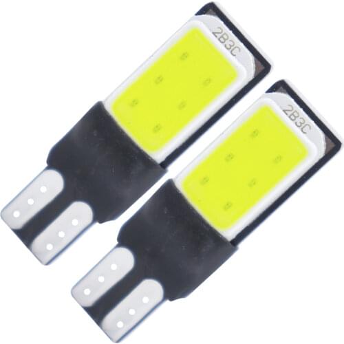 2pcs High Bright COB T10 W5W 194 LED Car Light Bulb Socket For Door Light Trunk Light License Plate Lighting 12V 6000K Amber