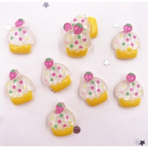 20pcs Glitter Colorful Resin Kawaii Cake Flatback Cabochon Scrapbook Figurines Home Party Ornament DIY OG896
