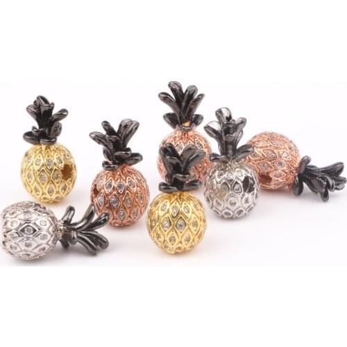 3pcs/lot CZ Spacer Beads 19*9mm Pineapple Brass Micro Pave Cubic Zirconia Beads for Jewelry Making Diy Charms Bracelet Necklace