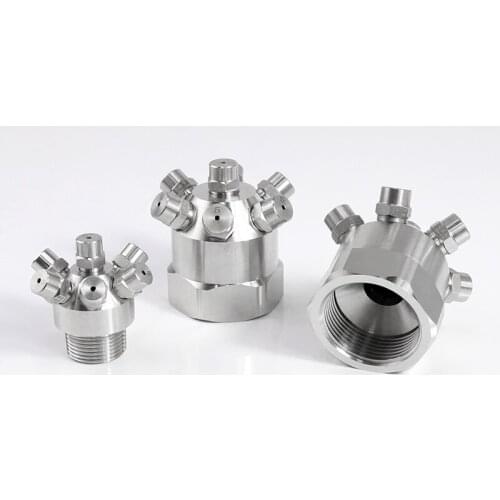 304 Stainless Steel Multi-Head Porous Atomization Nozzle Cooling Dust Removal Cleaning Nozzle Solid Cone High-Pressure Sprayer