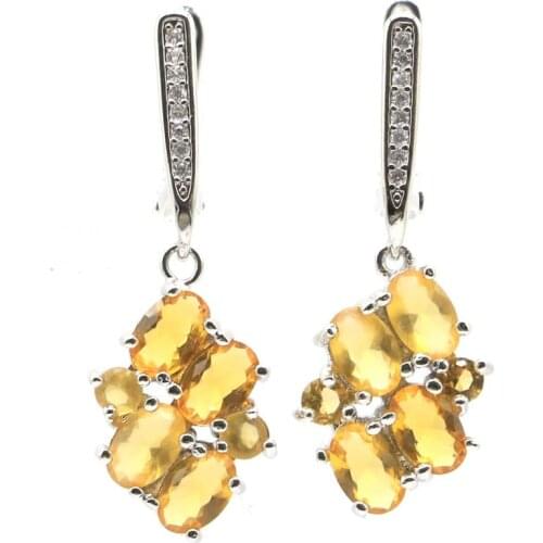 33x15mm New Designed Created Green Tsavorite Garnet Smokey Quartz Cubic Zircon Ladies Daily Wear Silver Earrings Drop Shipping