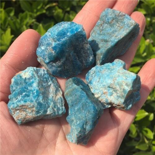 5pcs Natural Apatite Crystal Rough Stone Gemstone Irregular Reiki Healing Chakra Stone Home Decoration Collection