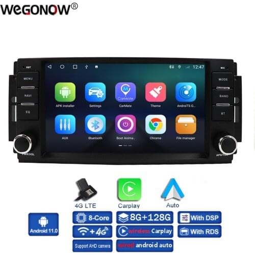 HD DSP Android 10.0 4G 64G Car Player GPS Map WIFI BT RDS Radio For Jeep Compass Commander Wrangler Chrysler Sebrin Sebring 330C