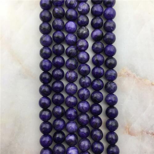AA Grade Genuine Round Deep Purple Charoite Loose Beads, Smooth Quartz Gems Bead For Jewelry DIY,6 8 10 mm