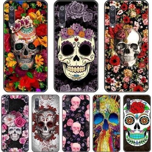 Phone Case For Xiaomi Mi A3 8 PRO Skull Rose Skeleton Flower Floral Pretty Silicone Back Cover For Xiaomi Mi 9 SE 9T PRO Case