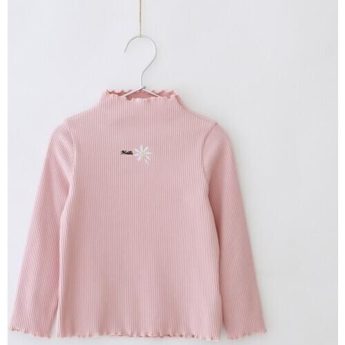 Children Knit T-shirt Girls Clothes 2018 Autumn Baby Girl Tops Tees Lovely Flower Embroidery Kids Long Sleeve Sweatshirt T Shirt