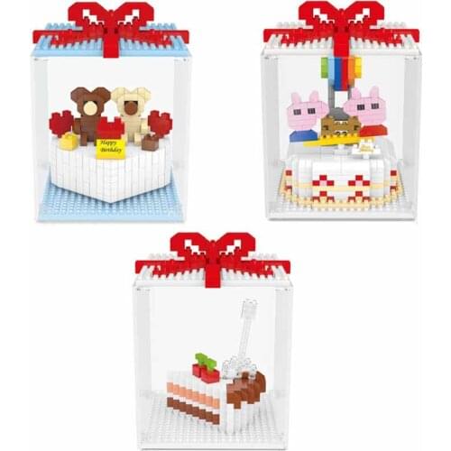 Idea Series Cake Shape Building Blocks Cute Transparent Gift 3D Model Bricks Toys For Children Birthday Gifts Home Decor