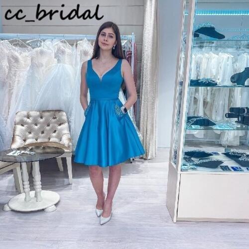 Elegant A-line Short Homecoming Dresses With Pocket 2020 Graduation Hoco Dress for 8th Grade Formal Plus Size robe cocktail