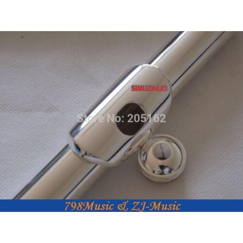 Flute B Foot-Open Hole-Split-E-offset-G-Silver Plated Carve Patterns on Keys-No.6