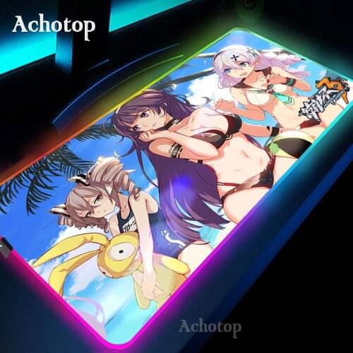 Honkai Impact 3rd Anime Sexy Girl Ass Gaming Computer Mousepad RGB Large Mouse Pad Gamer 7 Colour Mause Pad XXL PC Desk Play Mat