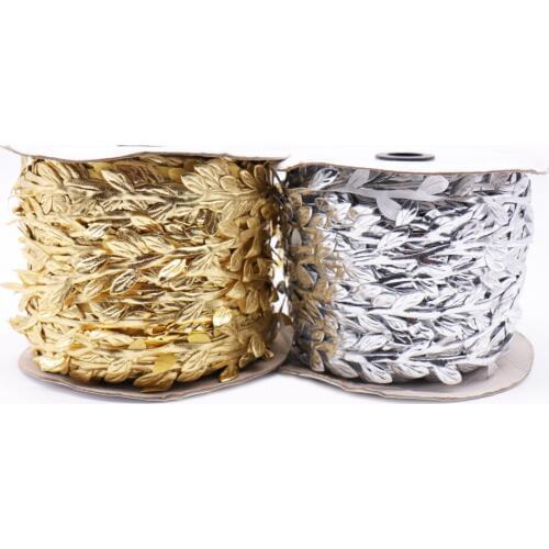 5 Meters Gold and Silver Artificial Flower Leaves Rattan Flower Vine DIY Wedding Birthday Party Decorative Accessories Garland