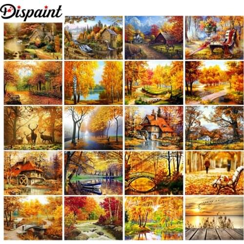 Dispaint "Autumn fall foliage scenery"Diamond Painting 5D Full Square/Round Drill Home Decor DIY Diamond Embroidery Cross Stitch