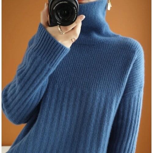 Cashmere 2021 Basic Turtleneck Women Sweaters Fall Winter Thick Warm Pullover Slim Tops Ribbed Knitted Sweater Jumper Soft Pull