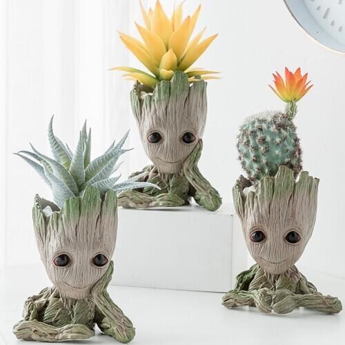 Baby Groot Flowerpot Figurines Tree Man Cute Model Toy Pen Pot Garden Planter Gift for Kids