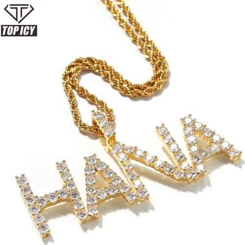 Top Icy Iced Out Cuban Chain Zircon Custom Initial Letters Necklace Personalized Name Man Woman Jewelry