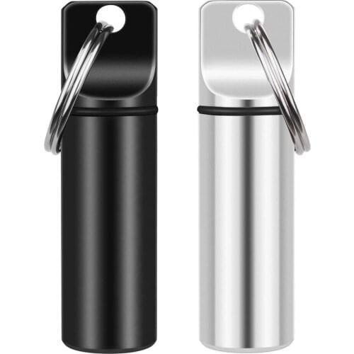Small Pocket Pill Box Keychain Mini Portable Aluminum Alloy Pill Storage Container Waterproof Metal Pill Box