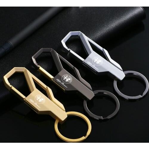 Metal Car Logo Keychain For ALFA ROMEO Mito 147 156 159 Auto Accessories Laser engraving style car Key chain Car Accessories