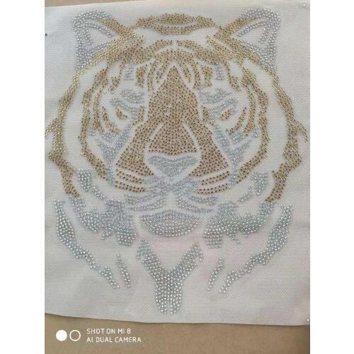 Tiger hot fix sticker iron on transfer patches hot fix rhinestone motif designs iron on applique for shirt