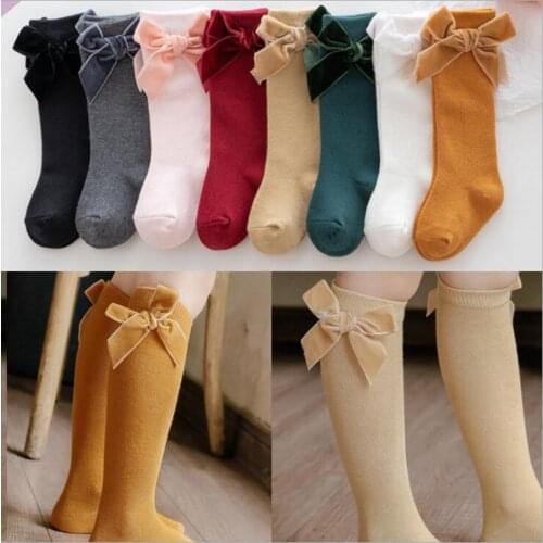 Baby Girls Socks Knee High Princess Socks With Bows Girl Cute Baby Sock Cotton Long Tube Bow Autumn Children Socks