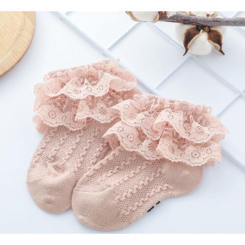 Baby Girl Socks Ruffle Lace Design Summer Double Lace Princess Socks Children Casual Socks