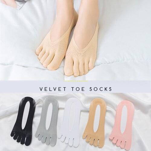 5 Pairs Women Five-finger Socks Female Ultrathin Summer Funny Toe Invisible with Silicone Anti-skid Non-slip Breathable Sock