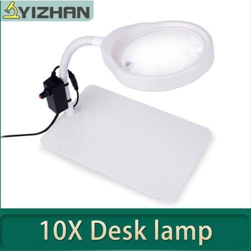 NEWEST 10 Times LED Magnifying Glass Illuminated Magnifier USB For Soldering Iron Repair/Table Lamp/Skincare Beauty Tool YIZHAN
