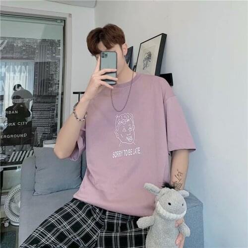 2021 Hong Kong style new summer loose wild trend half-sleeved T-shirt Japanese students personalized printing short-sleeved top