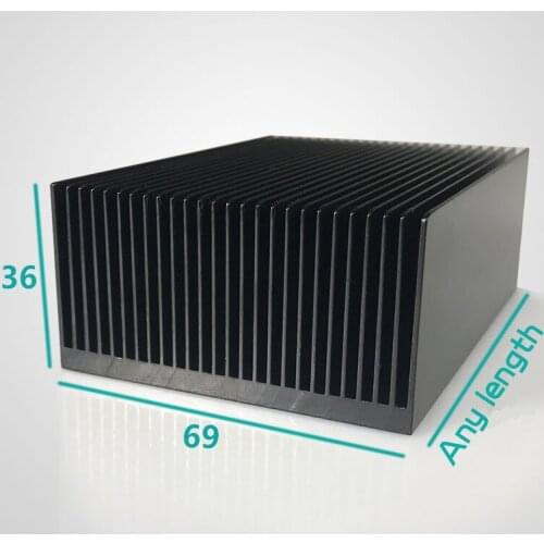 Black Aluminum Cooling For High Power Heat Sink Chip Cooler 69/100/140/250/300x69x36MM
