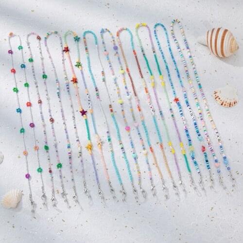 ORZTOON Boho Colorful Eyeglass Neck Chain Necklace For Women Fashion Heart Polymer Clay Sunglasses Necklaces Female Jewelry New