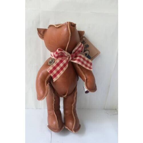 About 24cm cartoon teddy bear plush toy PU Leather brown jointed bear soft doll kids toy gift b2297