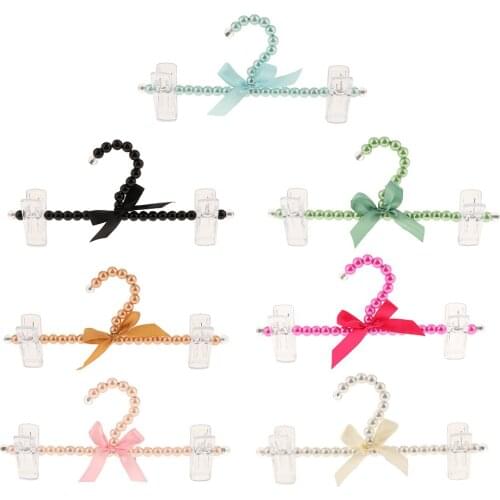 Luxury Imitation Pearl Beaded Clothes Hanger Decorative Pants Trousers Clothes Hanger with 2 Clips