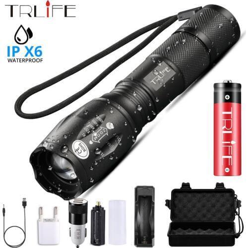 Led flashlight Most Powerful torch T6/L2/V6 Camping light 5 switch Modes waterproof Zoomable Bicycle Light use 18650 battery