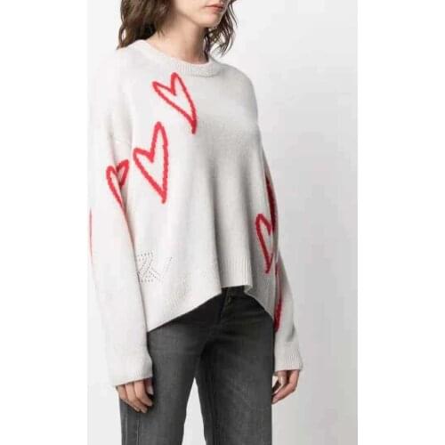 Women Sweater 2021 Autumn and Winter New Love Front Short Back Long Cashmere Sweater Top