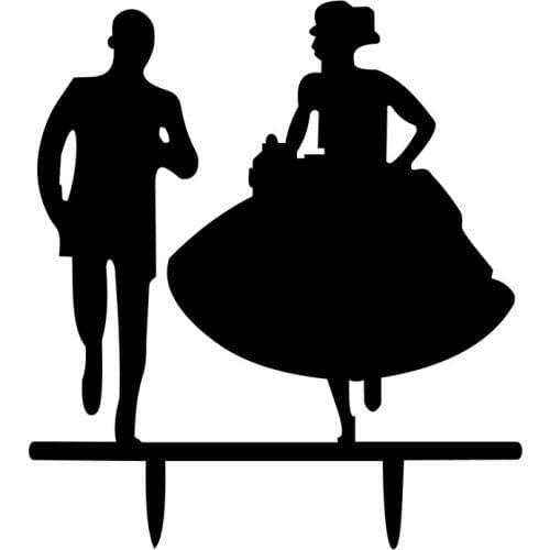 1PCS The Bride and Groom Run Acrylic Wedding Cake Toppers for Wedding Birthday Event Party Cake Decoration
