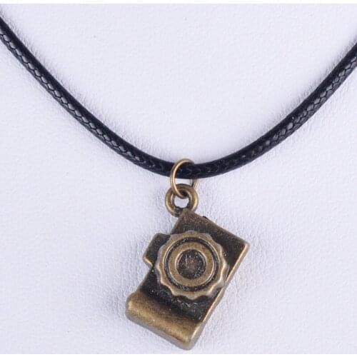 12*19MM Vintage antique bronze silver color camera pendant necklace women choker wax cord rope necklace jewelry fashion girl