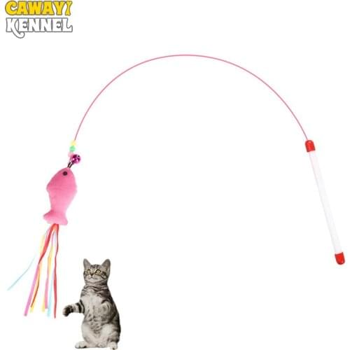 2 Pcs/set Pet Cat Teaser Toys with Bells Kitten Funny Retractable Rod Cat Wand Toys Fishing Pole Pet Cat Toys Interactive Stick