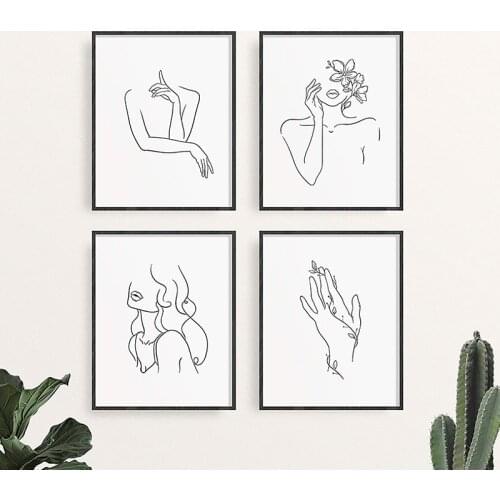 30*40cm Abstract Lady Line Canvas Painting Nordic Wall Art Figure Body Posters And Prints Modern Minimalist Living Room Decor