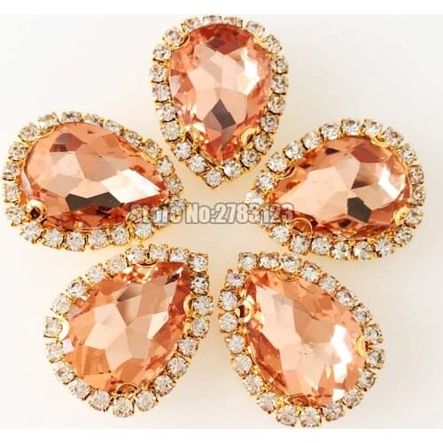 7x10mm 10x14mm 13x18mm 18x25mm Water Red Gold bottom faltback sew on Crystal button,high quality Glass Crystal loose rhinestones
